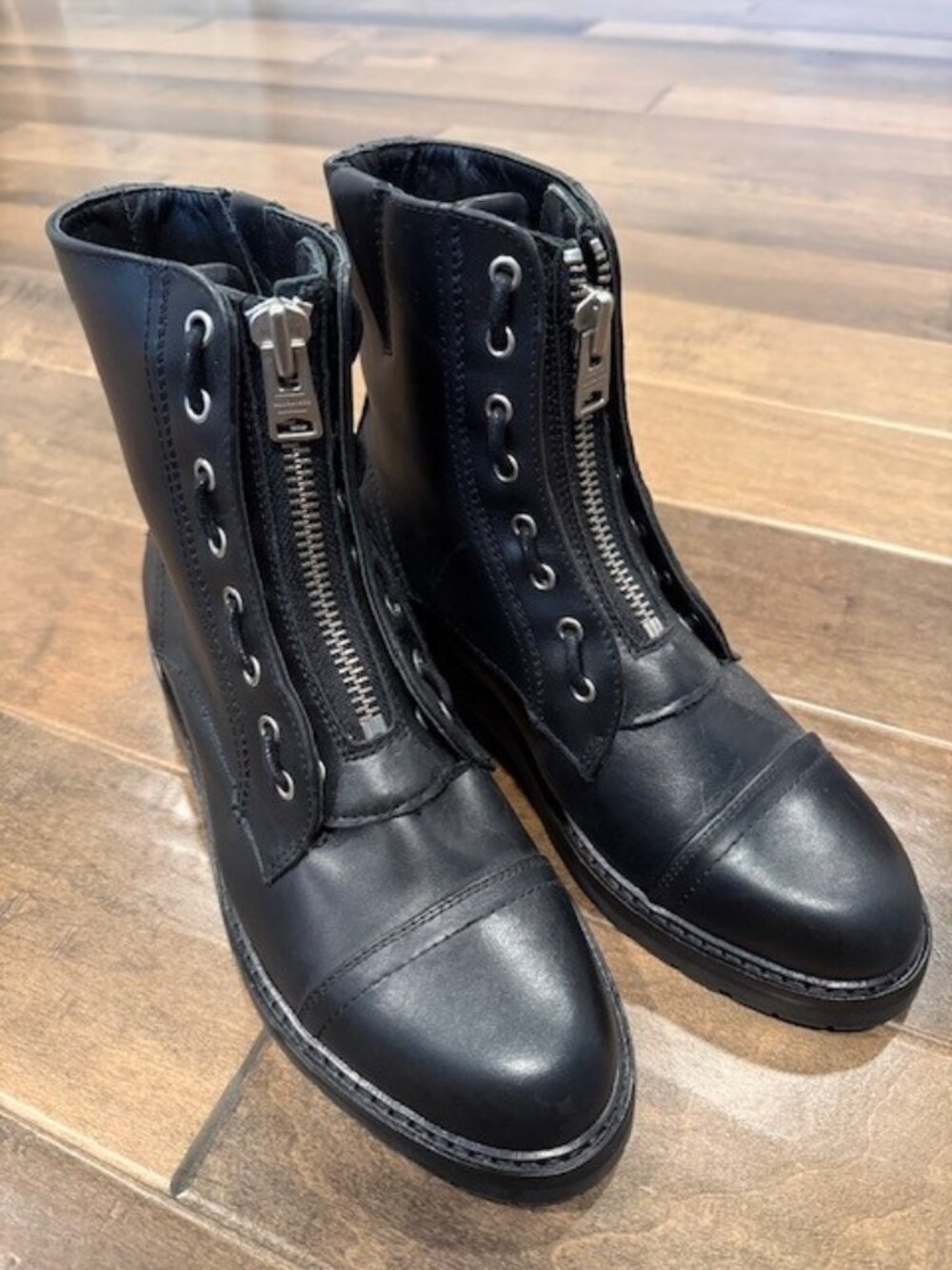 All Saints Black Combat Style Boots Sz 39
